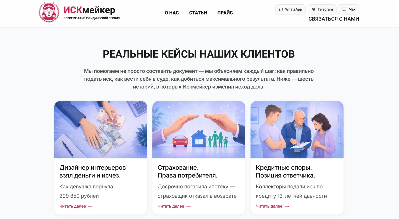 The client cases section