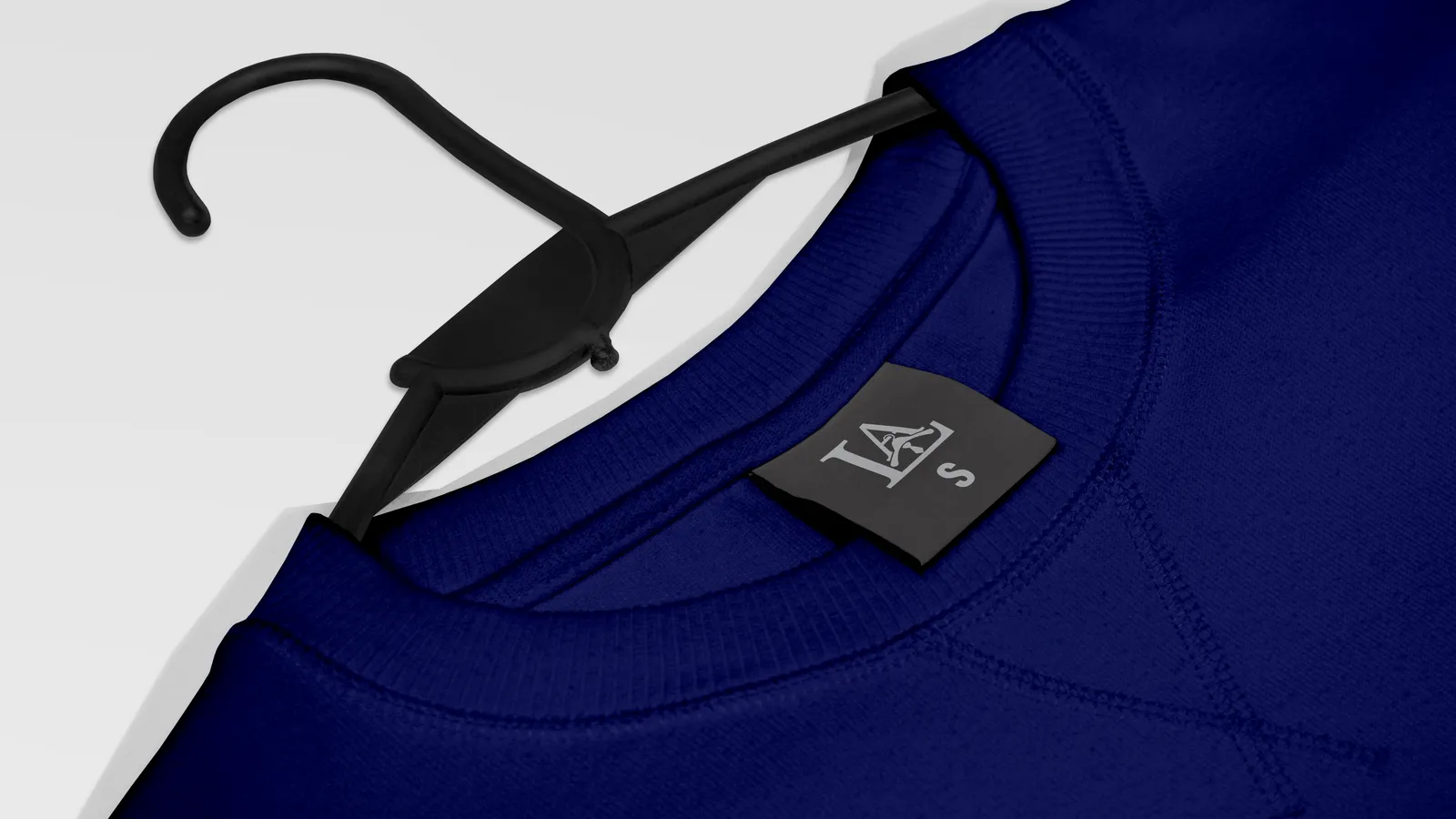 Woven label on blue