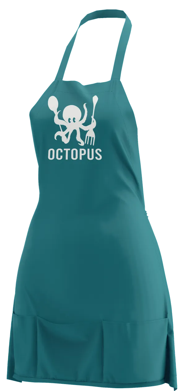 Teal branded apron