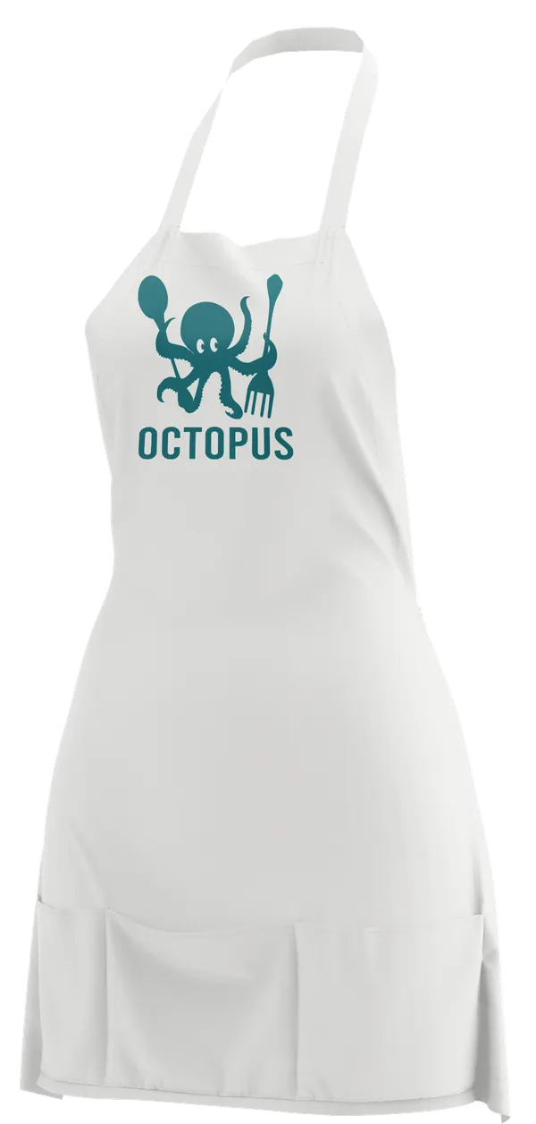 White branded apron